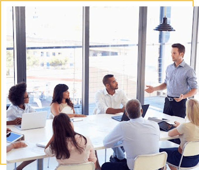 Group of businesspeople having a meeting in an office
